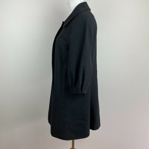 Classiques Entier Dress Coat 3/4 Sleeve Jacket Black Textured Cotton - Picture 6 of 11